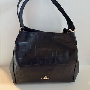 Coach Dark Croc-Embossed Shoulder Bag